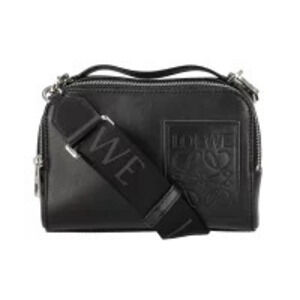 Loewe mini camera bag black satin calfskin engraved Anagram